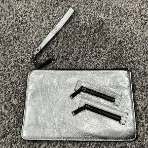 New Rebecca Minkoff Metallic Silver Wristlet Clutch